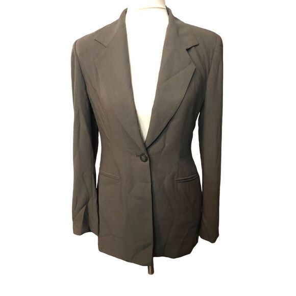 Cache 100 percent wool olive green one button front blazer fully lined size 2 NW - Picture 2 of 13